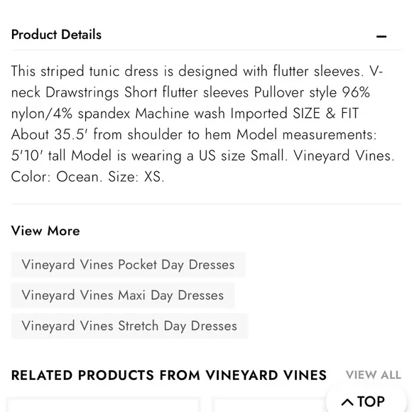 Vineyard Vines dress performance ruffle sleeve shift blue and white stripes - Picture 6 of 12